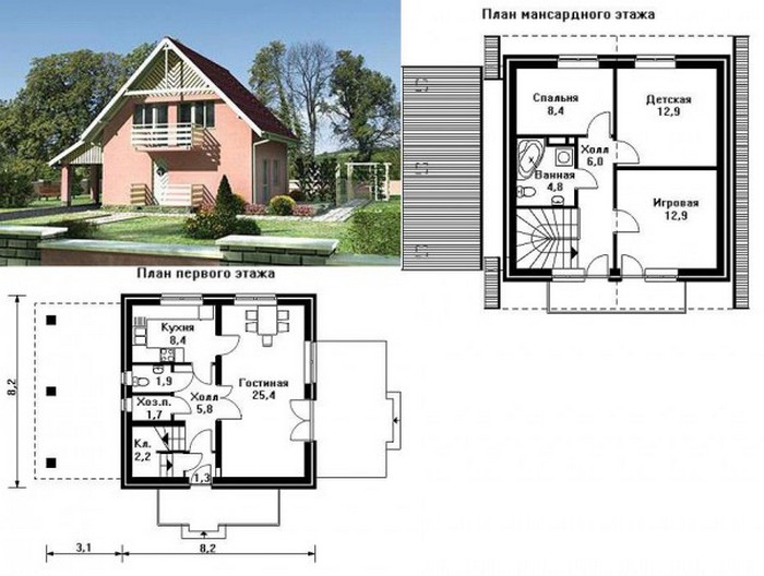 Проекты домов с мансардой
